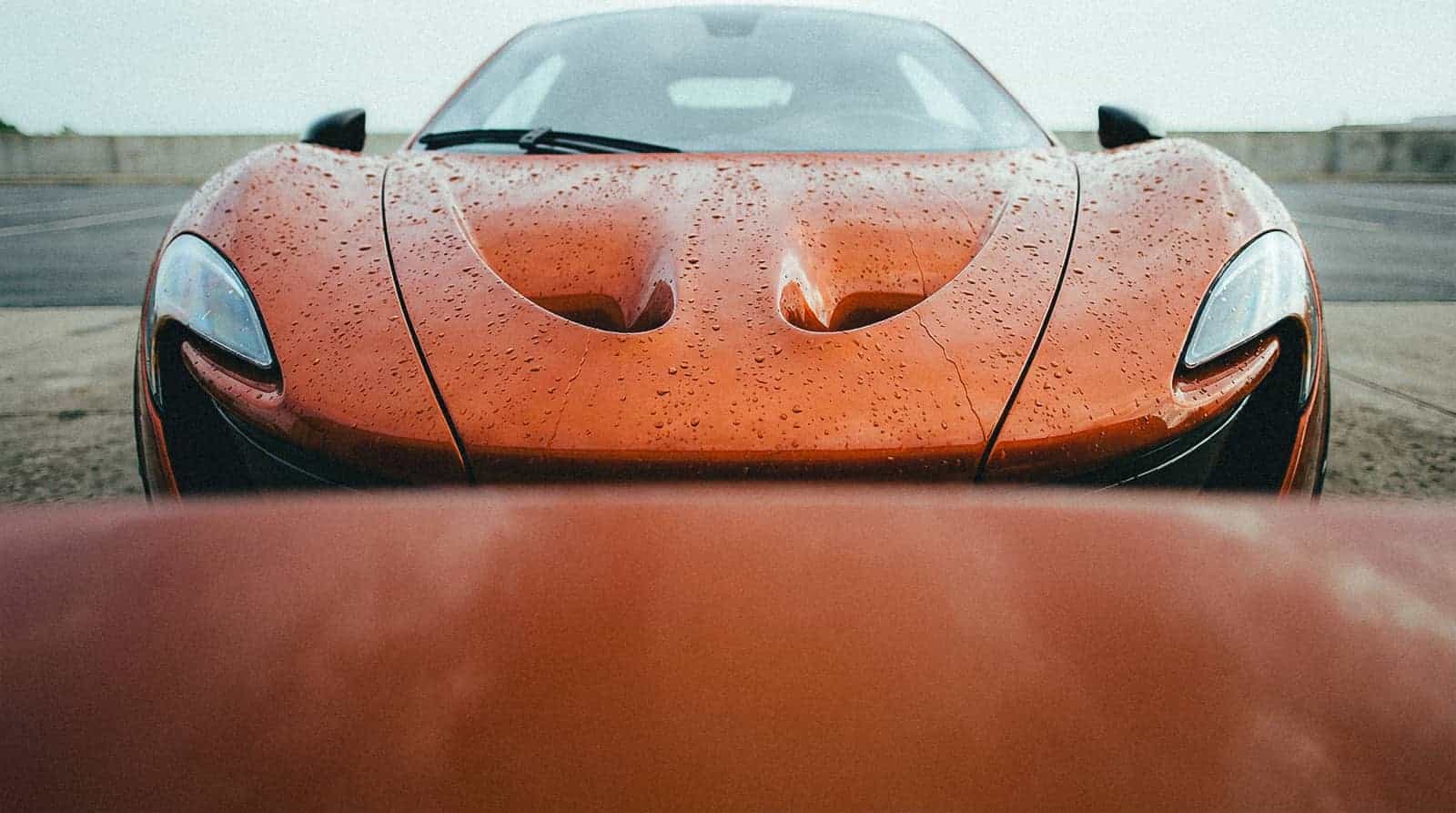 Orange car with paint protection close-up